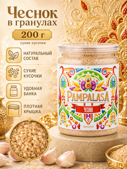 Чеснок сушеный в гранулах, натуральный, 200 грамм, Pampalasa