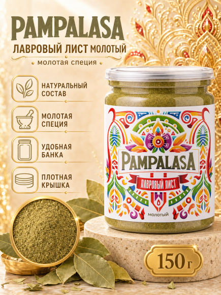 Лавровый лист молотый, натуральный, 150 грамм, Pampalasa Лавровый лист молотый, натуральный, 150 грамм, Pampalasa