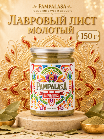 Лавровый лист молотый, натуральный, 150 грамм, Pampalasa Лавровый лист молотый, натуральный, 150 грамм, Pampalasa