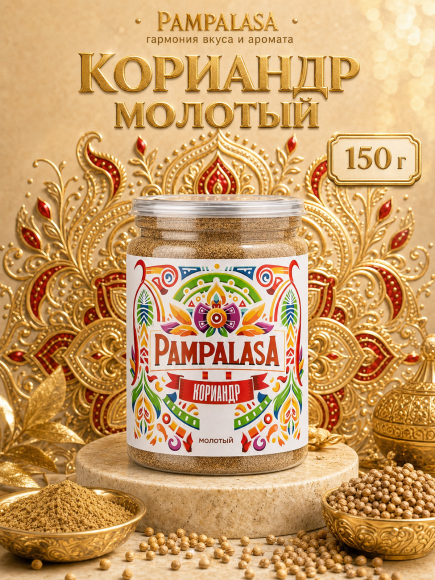 Кориандр молотый, натуральный, 150 грамм, Pampalasa
