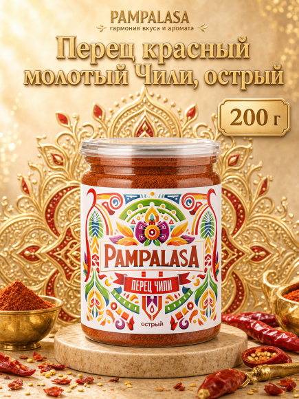 Перец красный молотый Чили, острый, натуральный, 200 грамм, Pampalasa