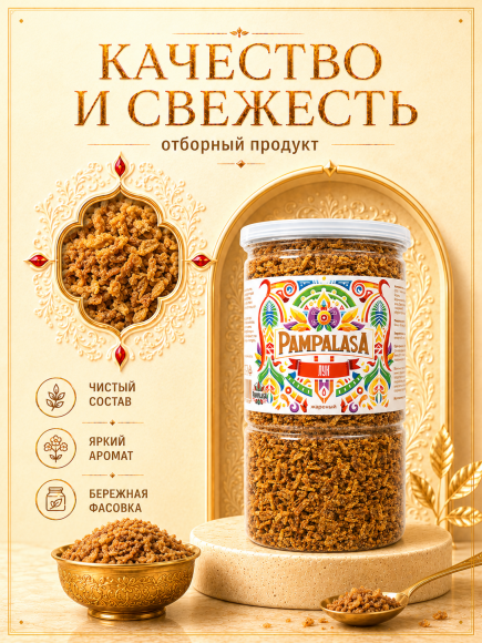 Лук жареный сушеный, натуральный, 450 грамм, Pampalasa Лук жареный сушеный, натуральный, 450 грамм, Pampalasa